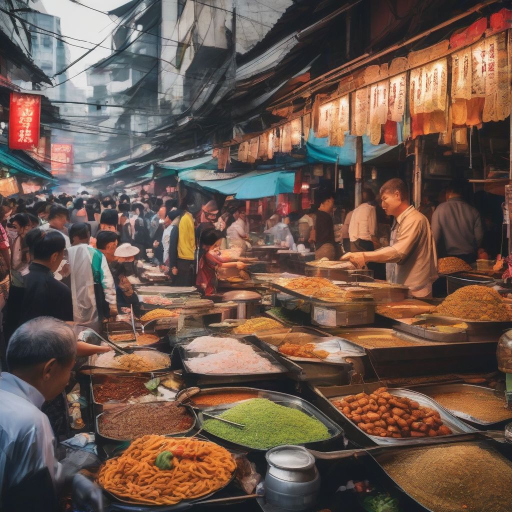 Asian street food stalls